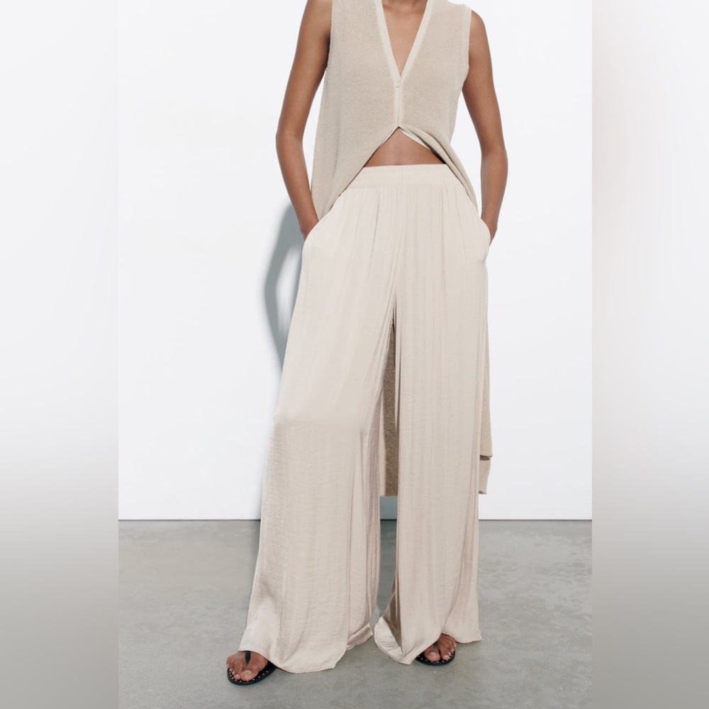 NWT ZARA FLOWING WIDE LEG TROUSER